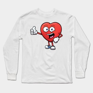 Cute Heart With Thumb Up Long Sleeve T-Shirt